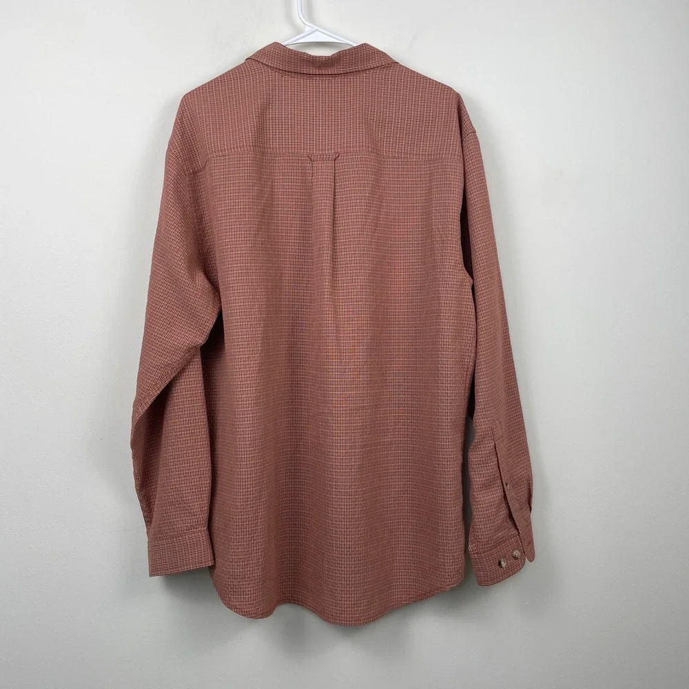 The North‎ Face Mens Large Burnt Orange Plaid Long Sleeve Button Down Shirt